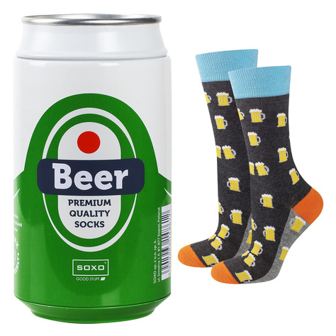 Juego de 2 calcetines SOXO para hombre | Cerveza enlatada | Salchichas enlatadas | como regalo para el