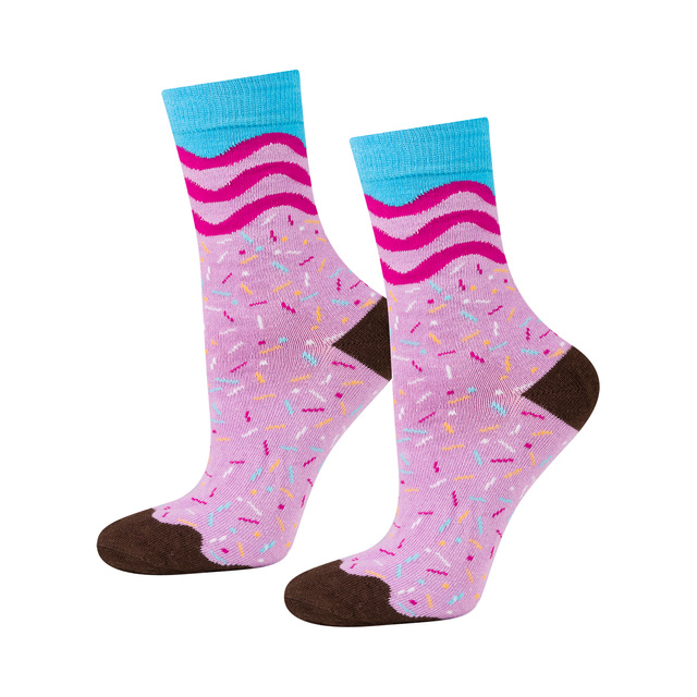Juego de 2 calcetines Soxo Donut para mujer en una caja | Perfecto para un regalo | divertido y feliz | rosa