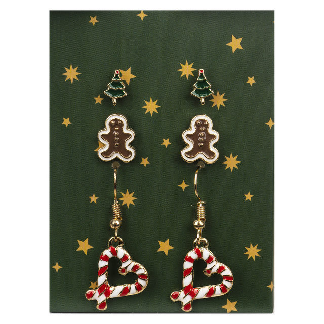 Pendientes SOXO | juego de aretes de árbol de Navidad | Galleta Ludek | bastones de navidad | idea de regalo para ella | Navidad