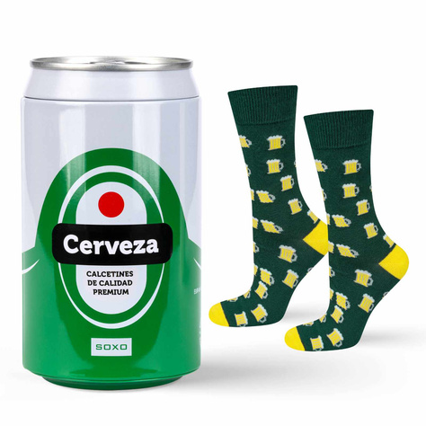 SOXO GOOD STUFF calcetines de hombre de colores | cerveza enlatada | regalo para un hombre