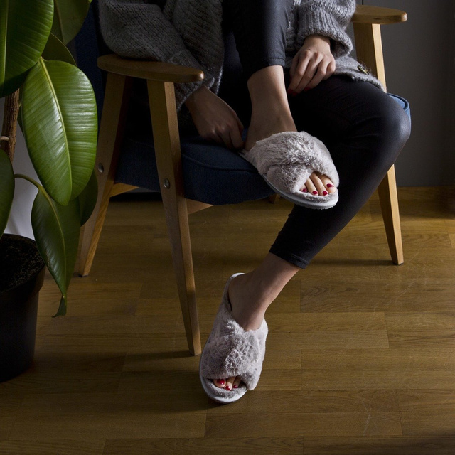 Pantuflas de mujer SOXO grises con suela de TPR duro