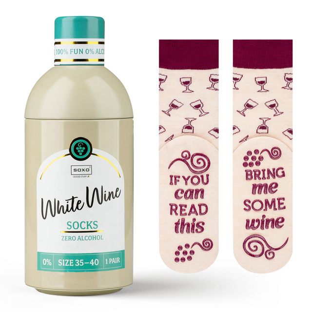 SOXO GOOD STUFF calcetines de mujer graciosos White Wine en una botella de regalo
