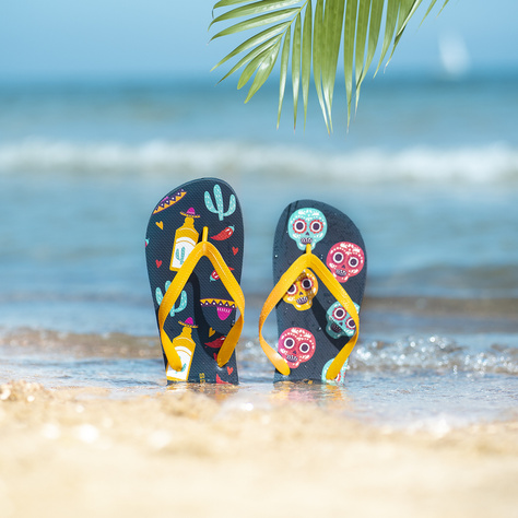 Chanclas de playa para mujer y hombre.SOXO | Feliz Teqila y México | Perfecto para unas vacaciones en la playa y una piscina