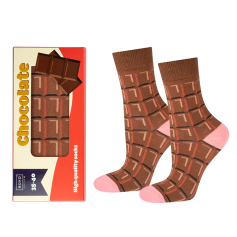 Conjunto de 2x Calcetines de mujer Colorful SOXO Hamburger en una caja y chocolate