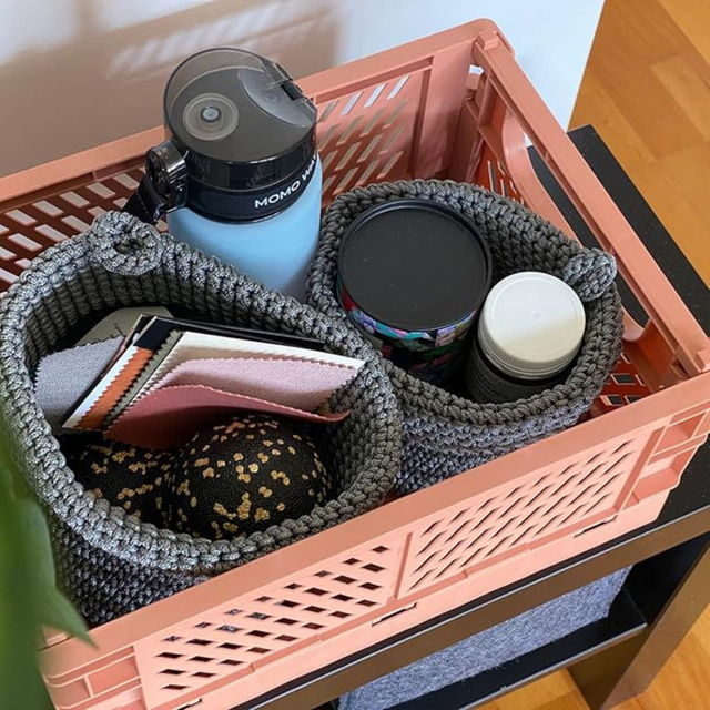 Juego de 2 cestas de baño Momo Way gris 14cm y 17cm