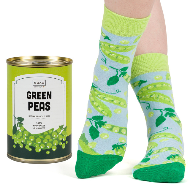 Divertidos calcetines de aceitunas en una caja SOXO GOOD STUFF para regalo