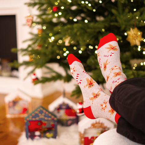 Set 4x Calcetines coloridos para hombre SOXO GOOD STUFF Calcetines de algodón de regalo de feliz Navidad