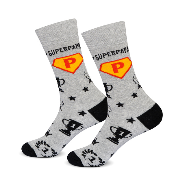 Conjunto de calcetines Super Papa para hombre en taza con llavero