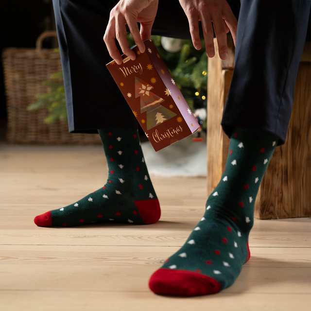Set 3x Calcetines coloridos para hombre SOXO GOOD STUFF Calcetines de algodón de regalo de feliz Navidad