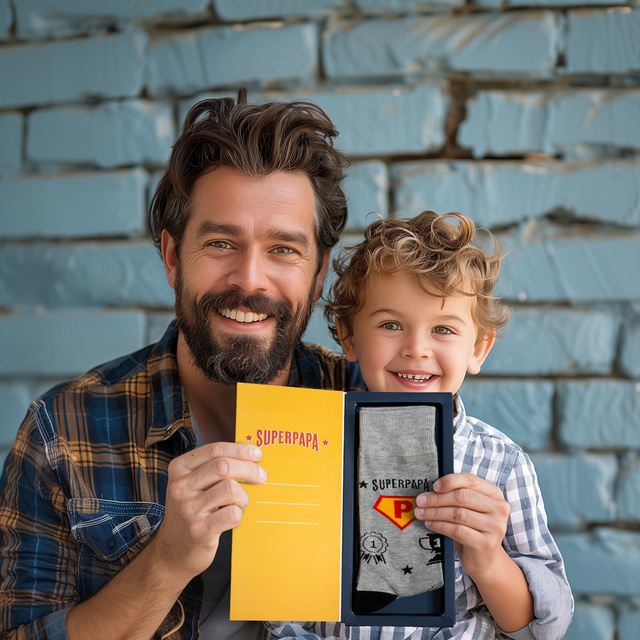 Coloridos calcetines de hombre SOXO con la inscripción "SuperPapa" | regalo del dia del padre