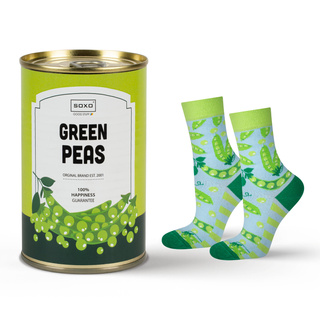 Divertidos calcetines de aceitunas en una caja SOXO GOOD STUFF para regalo