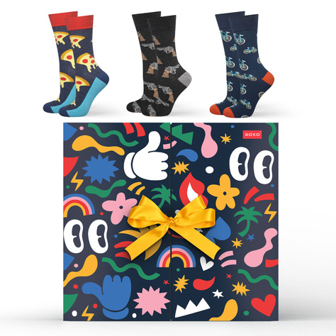 Lote de 12 calcetines de colores para hombre en caja de regalo SOXO