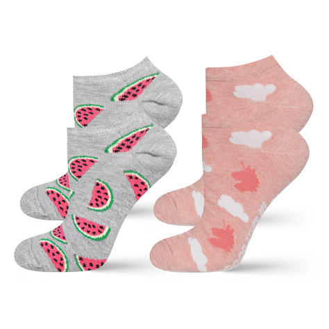 Juego de 2 calcetines tobilleros SOXO de colores para mujer | coloridos patrones de frutas