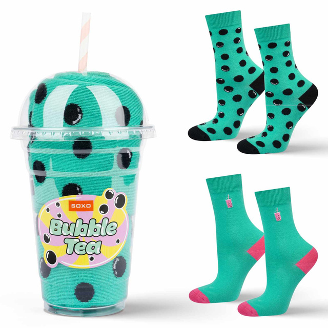 Calcetines Soxo Bubble Tea turquesa para hombre - 2 Pares