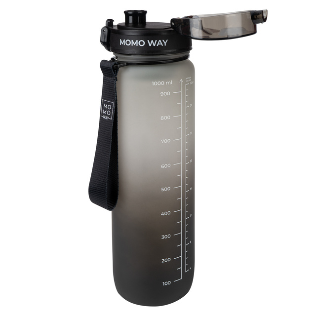 MOMO WAY Botella de agua gris-negro | idea de regalo | BPA free | Tritan