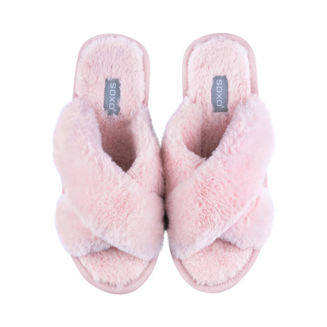 Zapatillas de casa de mujer SOXO de color rosa suave en caja de regalo con pegatinas