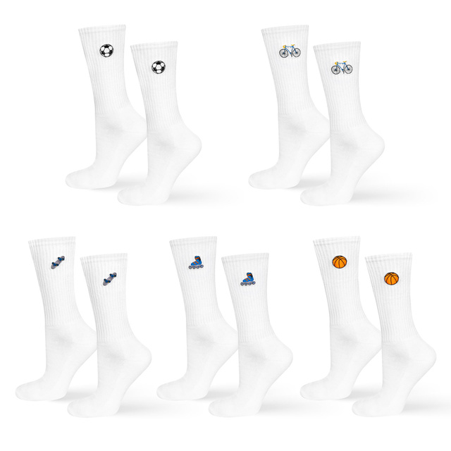 Calcetines blancos de hombre SOXO con bordado - 5 pares 