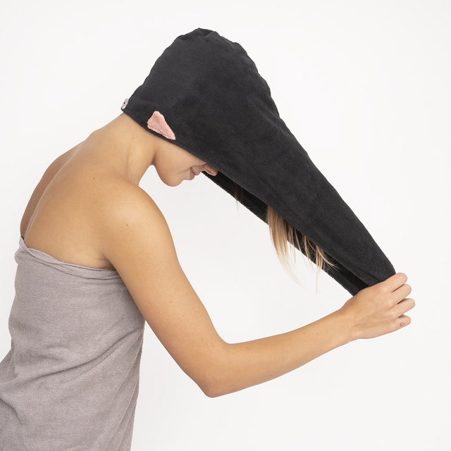 MOMO WAY turbante de baño gato negro | toalla
