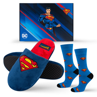 Juego de 1 calcetines de colores SOXO Superman y 1 pantuflas de Superman para hombre