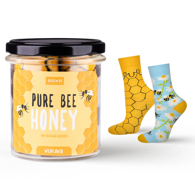 Calcetines coloridos SOXO GOOD STUFF para mujer, miel de abeja pura divertida en un frasco, un regalo para ella