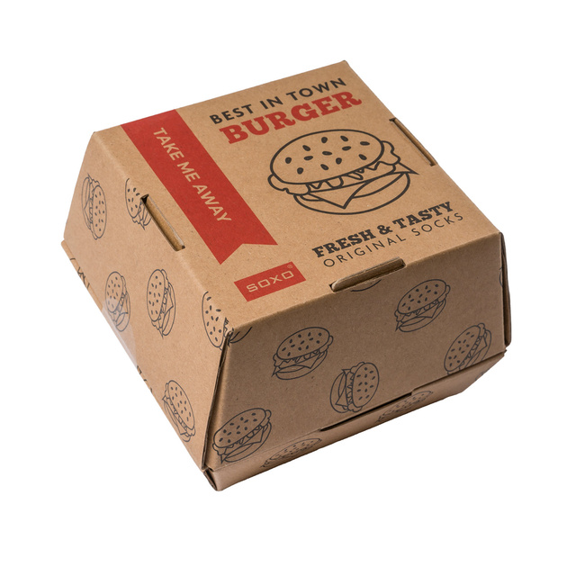 Calcetines Mujer | SOXO para hombre | Hamburguesa en una caja | idea de regalo alegre | calcetines divertidos para ella | para el unisexo