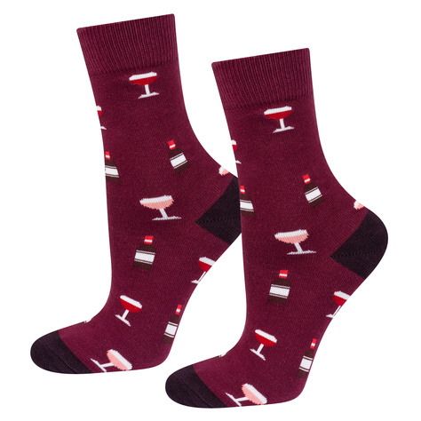 Set de 3 divertidos calcetines SOXO Vino tinto para mujer en tubo de regalo 