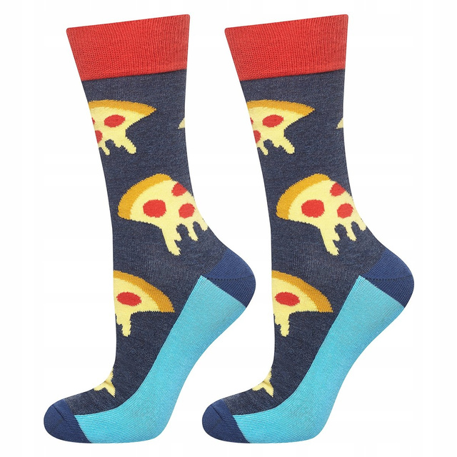 Juego de 6 calcetines coloridos SOXO GOOD STUFF para hombre en una caja de pizza