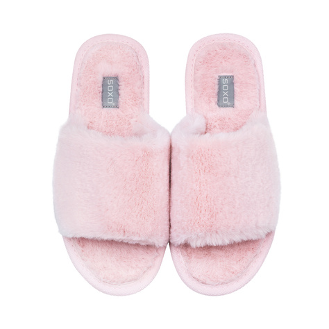 Pantuflas de mujer SOXO de pelo rosa con suela de TPR dura