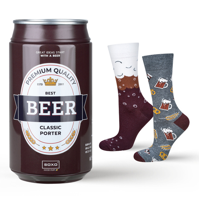 Calcetines coloridos de SOXO GOOD STUFF para hombre, divertida cerveza clásica en una lata para regalo