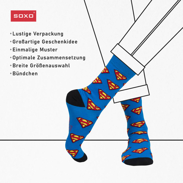 Juego de 1 calcetines de colores SOXO Superman y 1 pantuflas de Superman para hombre