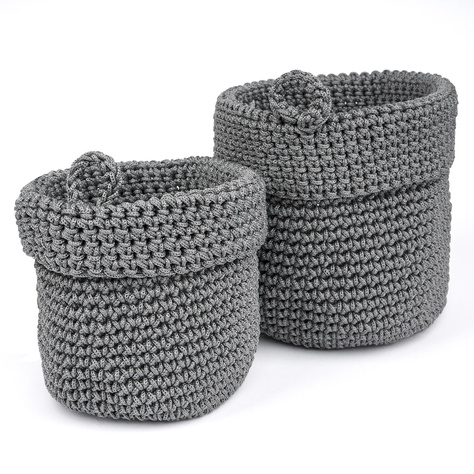 Juego de 2 cestas de baño Momo Way gris 14cm y 17cm