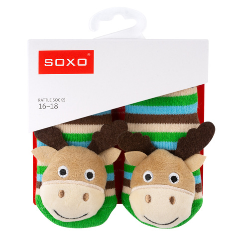 Set de 3 calcetines de colores para bebé SOXO con sonajero