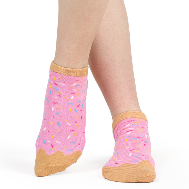 Juego de 4 calcetines SOXO para mujer en forma de donuta en una caja