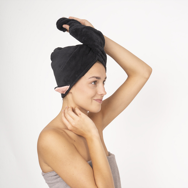 MOMO WAY turbante de baño gato negro | toalla