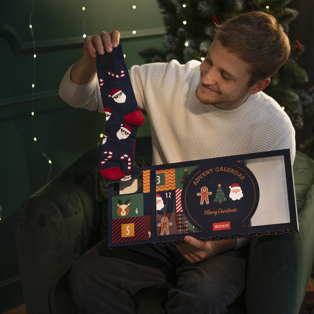 calendario de adviento | regalo de navidad | Mikolajki | para él | Juego de 6 calcetines SOXO GOOD STUFF de color para hombre