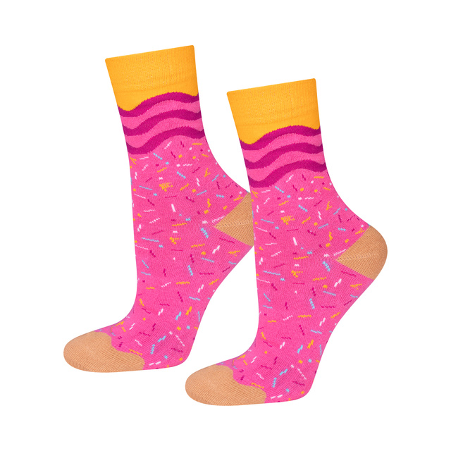 Juego de 2 calcetines Soxo Donut para mujer en una caja | Perfecto para un regalo | divertido y feliz | rosa