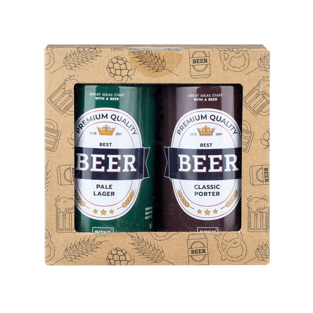 Juego de 2 calcetines coloridos SOXO GOOD STUFF para hombre con cerveza divertida en una lata para regalo