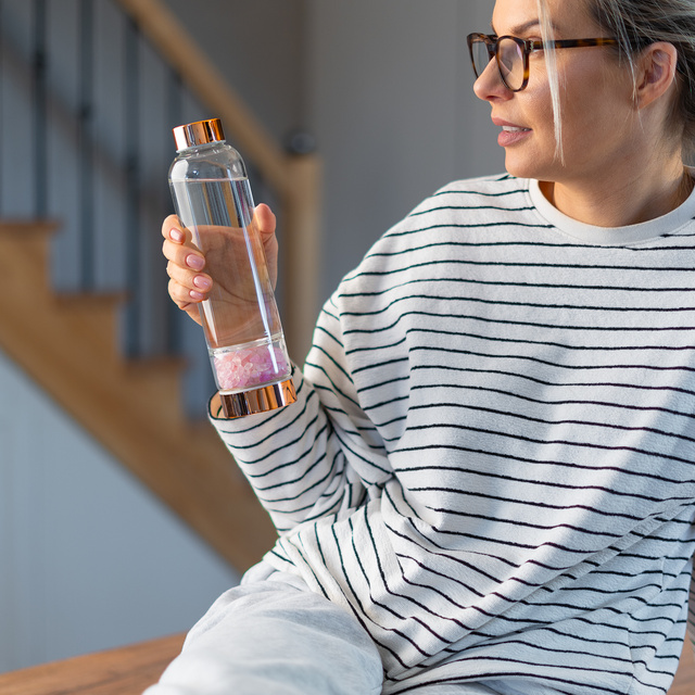 Botella de agua de cuarzo rosa 450 ml 