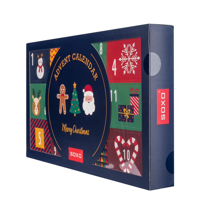 calendario de adviento | regalo de navidad | Mikolajki | para él | Juego de 6 calcetines SOXO GOOD STUFF de color para hombre