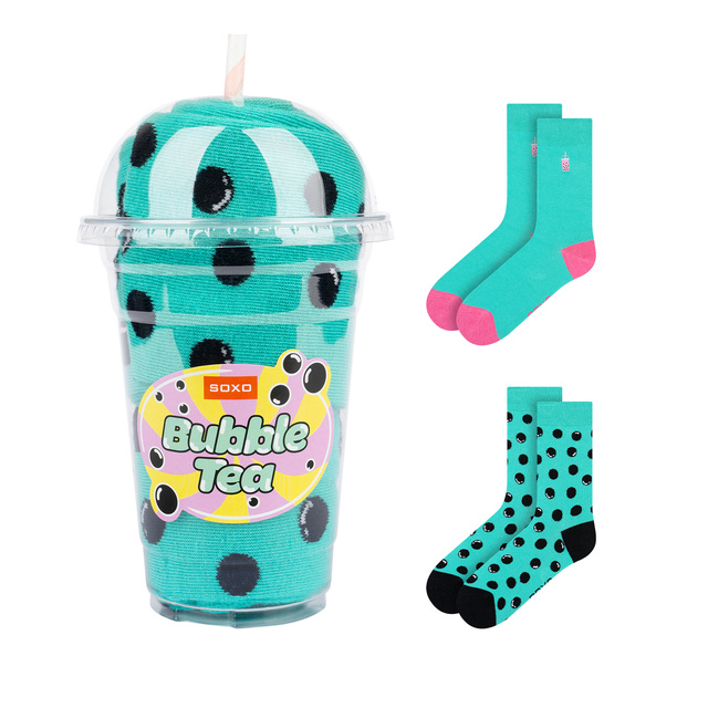 Calcetines Soxo Bubble Tea turquesa para hombre - 2 Pares