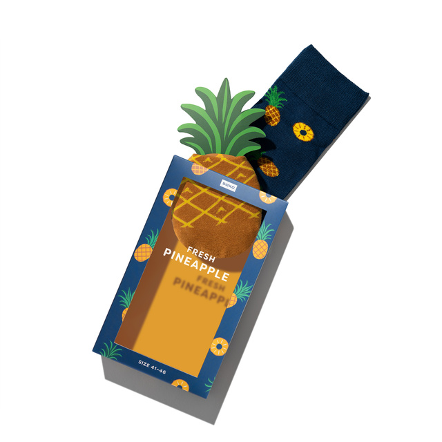 Calcetines SOXO Mujer | Calcetines SOXO Hombre | Piña en caja | Idea de regalo divertida | Unisex