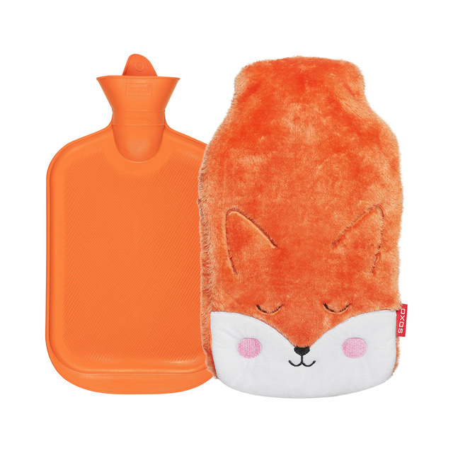 Botella de agua caliente 1.8L calentador SOXO naranja con funda de pelo peluche REGALO