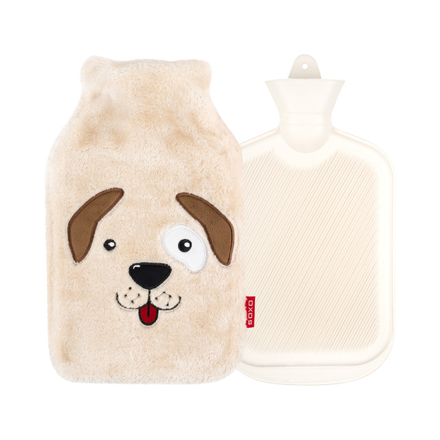Botella de agua caliente GRANDE Calentador SOXO de 1,8 l en una funda de felpa - Idea de perro para un regalo