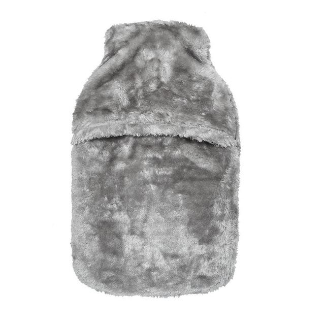 Botella de agua caliente gris grande 1.8L SOXO en una funda