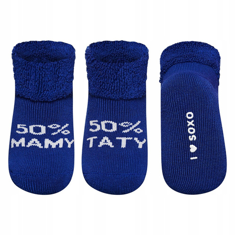 Calcetines de bebé SOXO azul marino con inscripciones