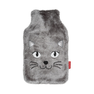 Botella de agua caliente GRANDE 1.8L calentador SOXO gris con funda de pelo peluche REGALO