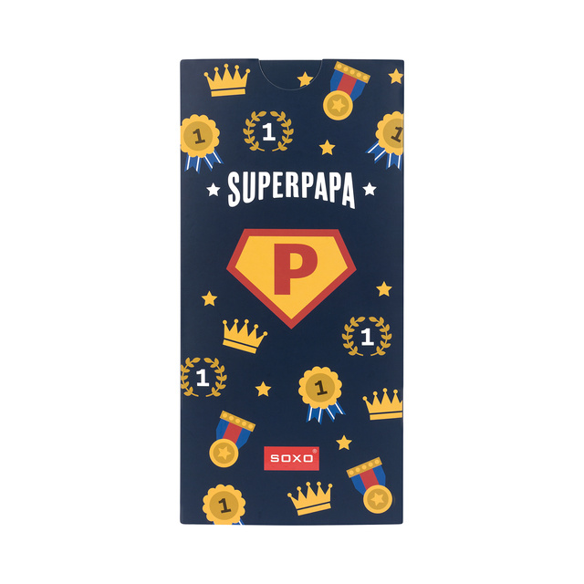 Coloridos calcetines de hombre SOXO con la inscripción "SuperPapa" | regalo del dia del padre