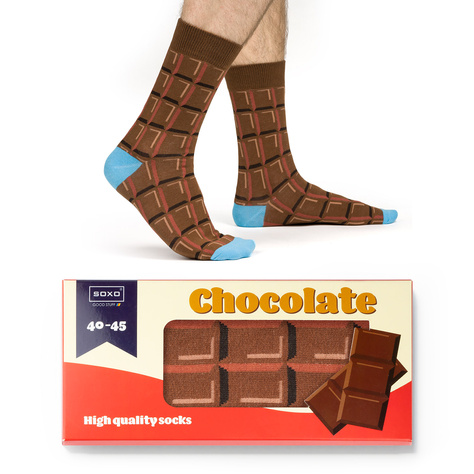 Calcetines de hombre SOXO, una barra de chocolate