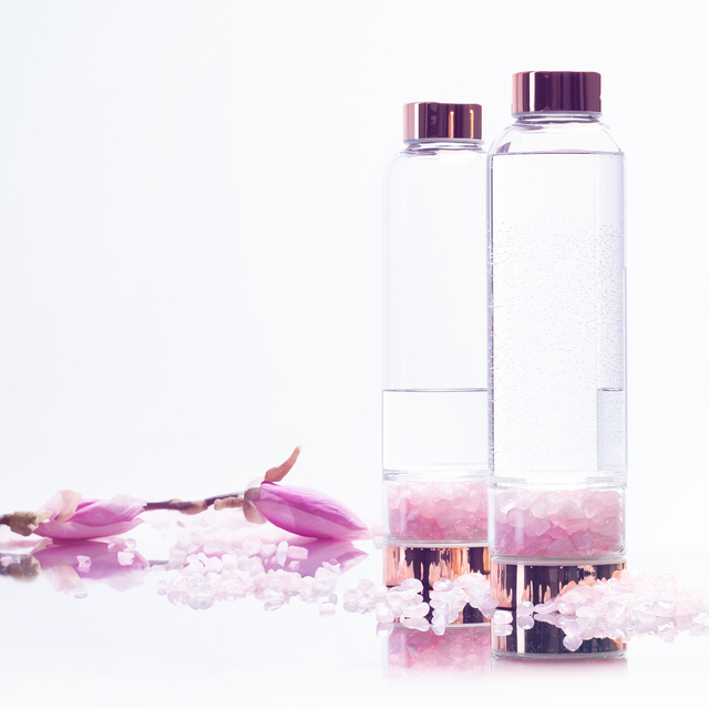 Botella de agua de cuarzo rosa 450 ml 