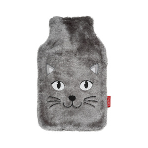 Botella de agua caliente GRANDE 1.8L calentador SOXO gris con funda de pelo peluche REGALO